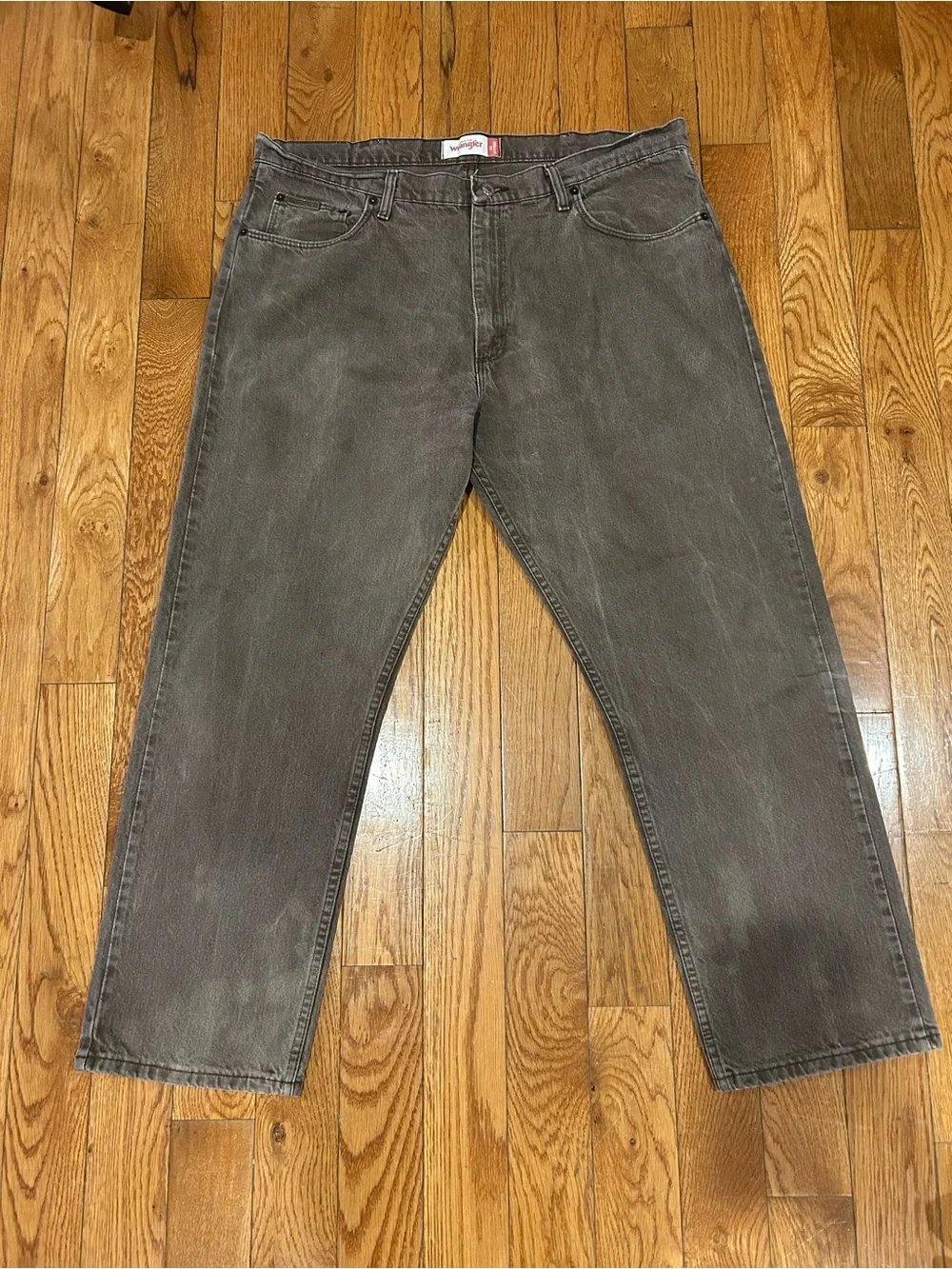 Wrangler Genuine Regular Fit Jeans Mens 40x30 Brown Denim Gray Faded Work Pants